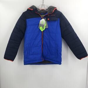 Free Country Puffer Jacket Long Sleeve Full Zip Front Solid Blue YOUTH Medium
